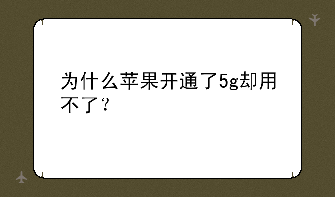 为什么苹果开通了5g却用不了？