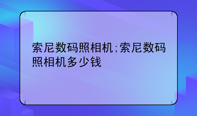 索尼数码照相机;索尼数码照相机多少钱