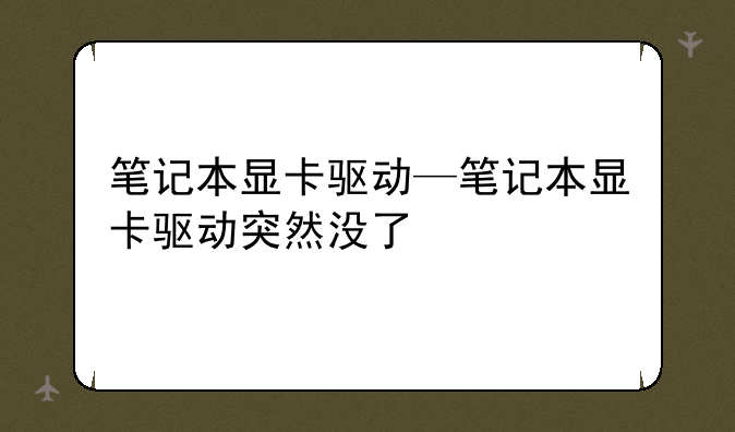 笔记本显卡驱动—笔记本显卡驱动突然没了