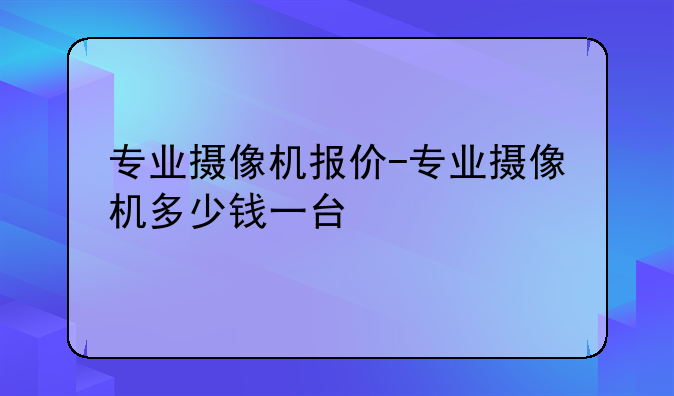 专业摄像机报价-专业摄像机多少钱一台
