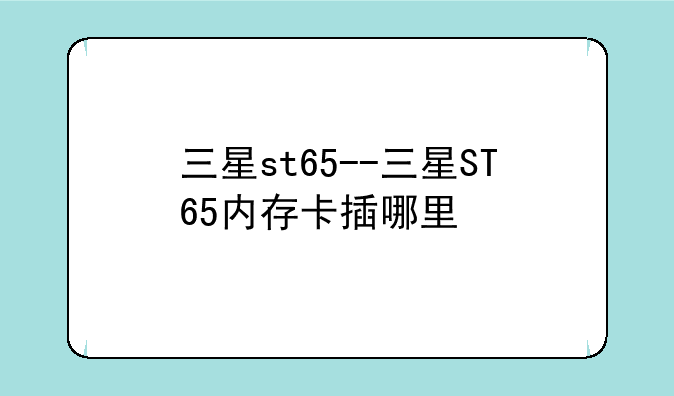 三星st65--三星ST65内存卡插哪里